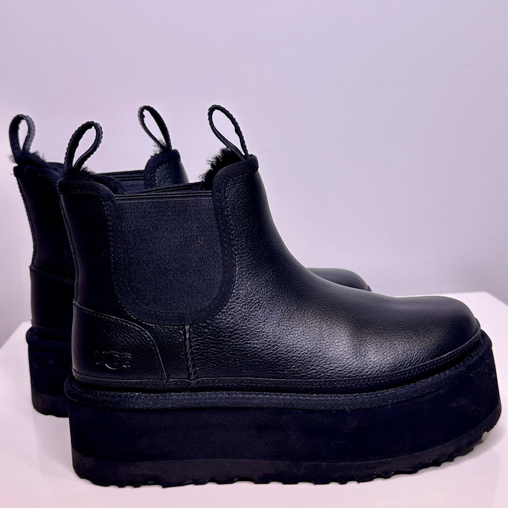 UGG Women's Black Leather Platform Boots